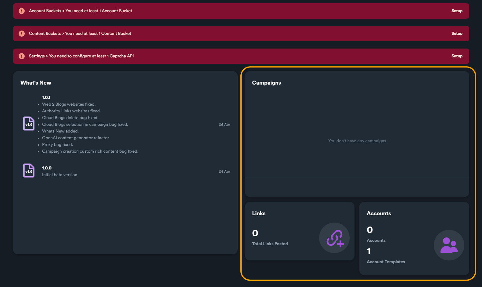 Dashboard Statistics