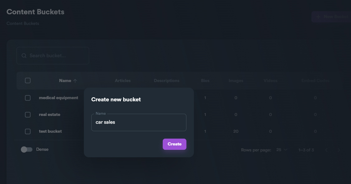 Content Bucket Example