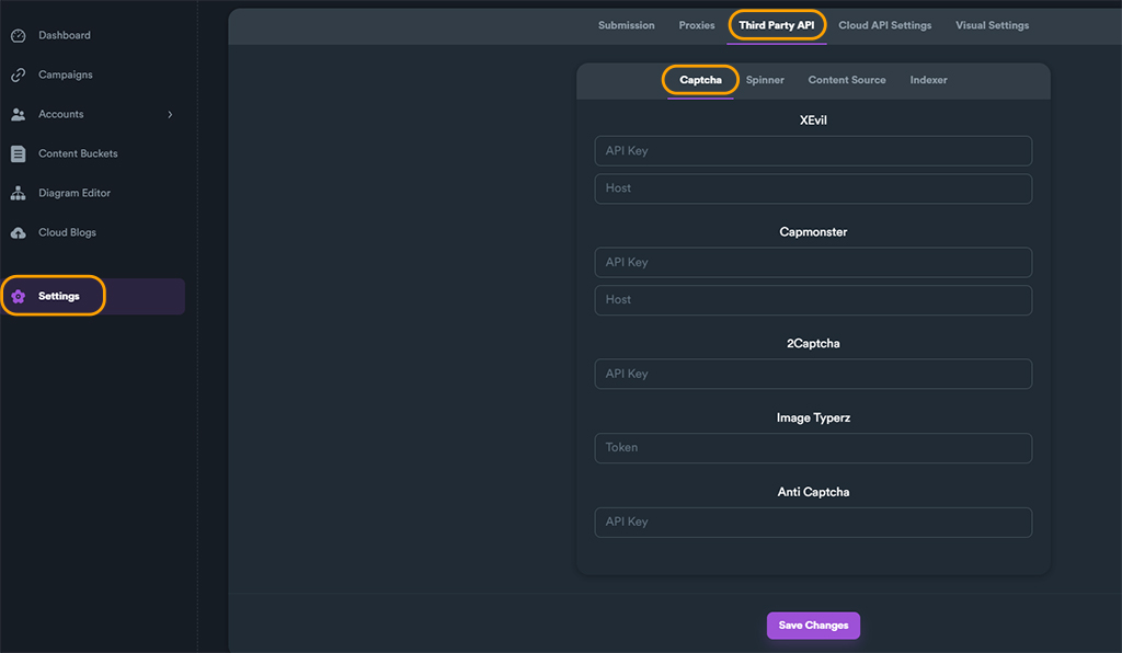 Captcha Key Setup